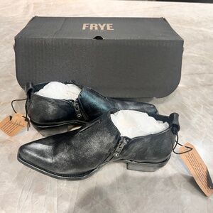 Frye Sacha Moto Shootie Black Metallic Boots